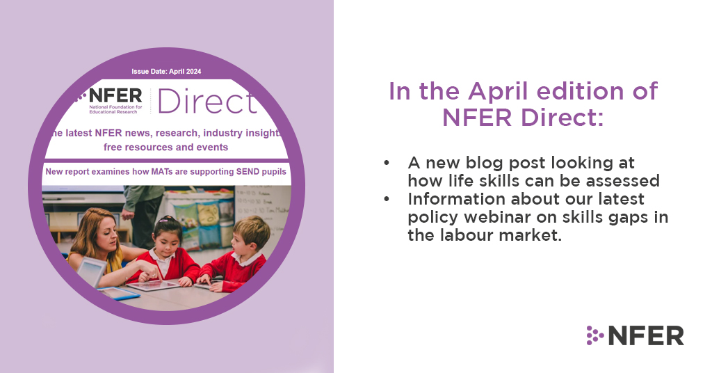 The April issue of NFER Direct has now been sent out! 📨 In this month's edition, we highlight our new research examining how MATs are supporting SEND pupils, our Impact Review of 2023 & much more... To read this and subscribe for future issues, visit bit.ly/2MyAIsP