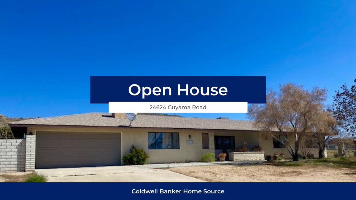 Interested in this property? Attend the upcoming open house and decide if it's the home for you!
Saturday, April 27 12:00 PM - 4:00 PM
Call Kim Dillard for details (760) 559-1297.

#cbhomesource #realestate #highdesert... cbhomesource.com/showcase/24624…