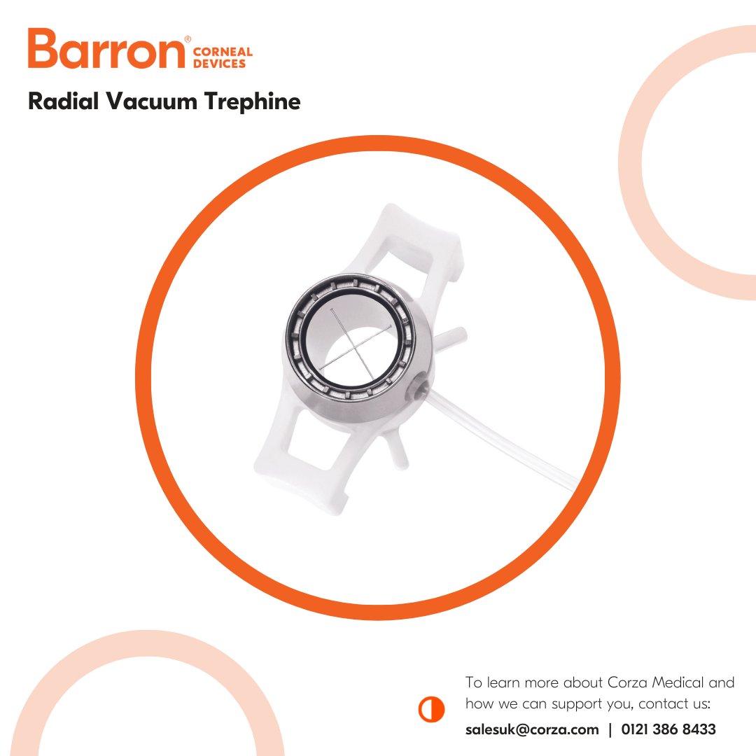 Our Barron Radial Vacuum Trephines feature suction chambers which provide additional stability and accuracy between the outer suction ring and cutting trephine blade. The micro honed solid stainless steel blade provides an ultra-sharp, clean cutting edge.

Available in 11 sizes