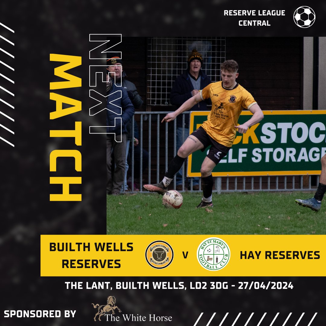 The Reserves are in action tomorrow in their last home game and penultimate league game of the season as they face @HayStMarysFC Reserves

📅 Saturday 27th April
⏰ 2pm Kick off
📍 The Lant, LD2 3DG

Come along and support the lads 🐂🟠⚫️