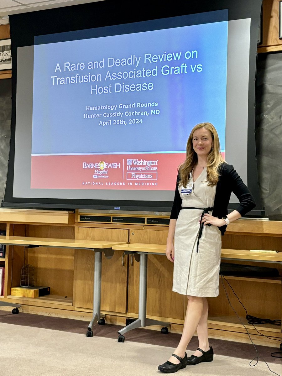Presented my first ever Grand Rounds today for the Hematology Department! @WUHemeOncFellow Title: “A Rare and Deadly Review on Transfusion Associated GvHD”