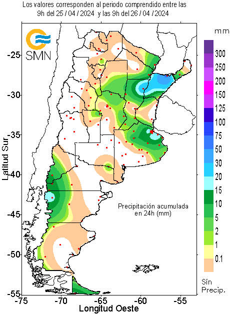 ☔️ #Lluvias acumuladas (mm) hasta las 9 h: Ituzaingó (Ctes.) 58 Reconquista 29 Moreno 28 Ezeiza 20 La Plata 20 El Palomar 19 Buenos Aires 19 Esquel 18 Ushuaia 16 Morón 14 El Bolsón 14 Campo de Mayo 13 Bariloche 13 Pta. Indio 12 Corrientes 12 9 de Julio 11 Aeroparque 11