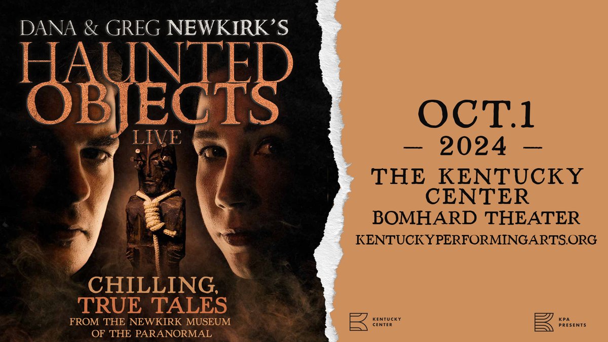 🎟️ON SALE NOW🎟️ Haunted Objects (@ObjectsPod) LIVE comes to @KyCtrArts - Bomhard Theater Tuesday, October 1! Join @nuekerk and @Weird_Dana for an interactive presentation that will leave you on the edge of your seat. Get tickets: bit.ly/KPAHauntedObje….