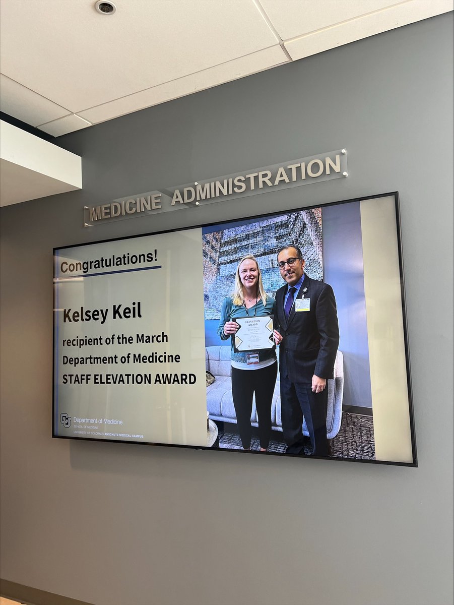 Our very own #CUDHM Education Specialist, Kelsey Keil, M.Ed, won the @CUDeptMedicine Staff Elevation Award this past month. Help us celebrate Kelsey who helps bring our education programs to the next level! Thanks for going above and beyond👏🏆