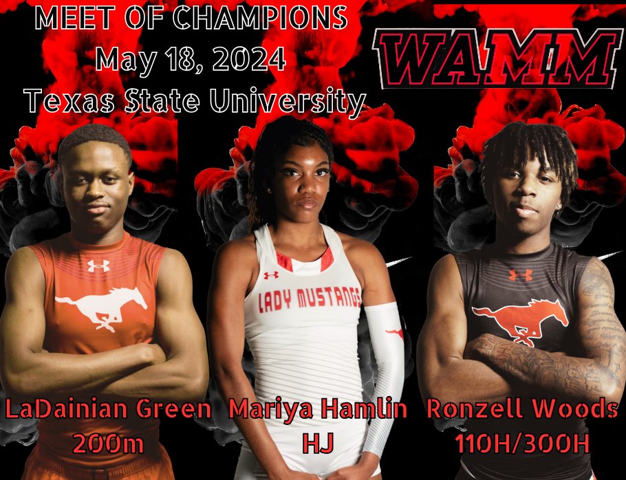 Congratulations to these three Manor Mustang track & field athletes who have qualified to compete at the TTFCA Meet of Champions on May 18th at Texas State University. LaDainian Green, Mariya Hamlin, and Ronzell Woods. @trackbarn @TTFCA @AngryHalfMiler #WAMMNATION #BLESSED
