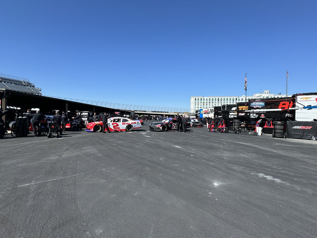 .@NASCAR_Xfinity garage is open and tech is underway.