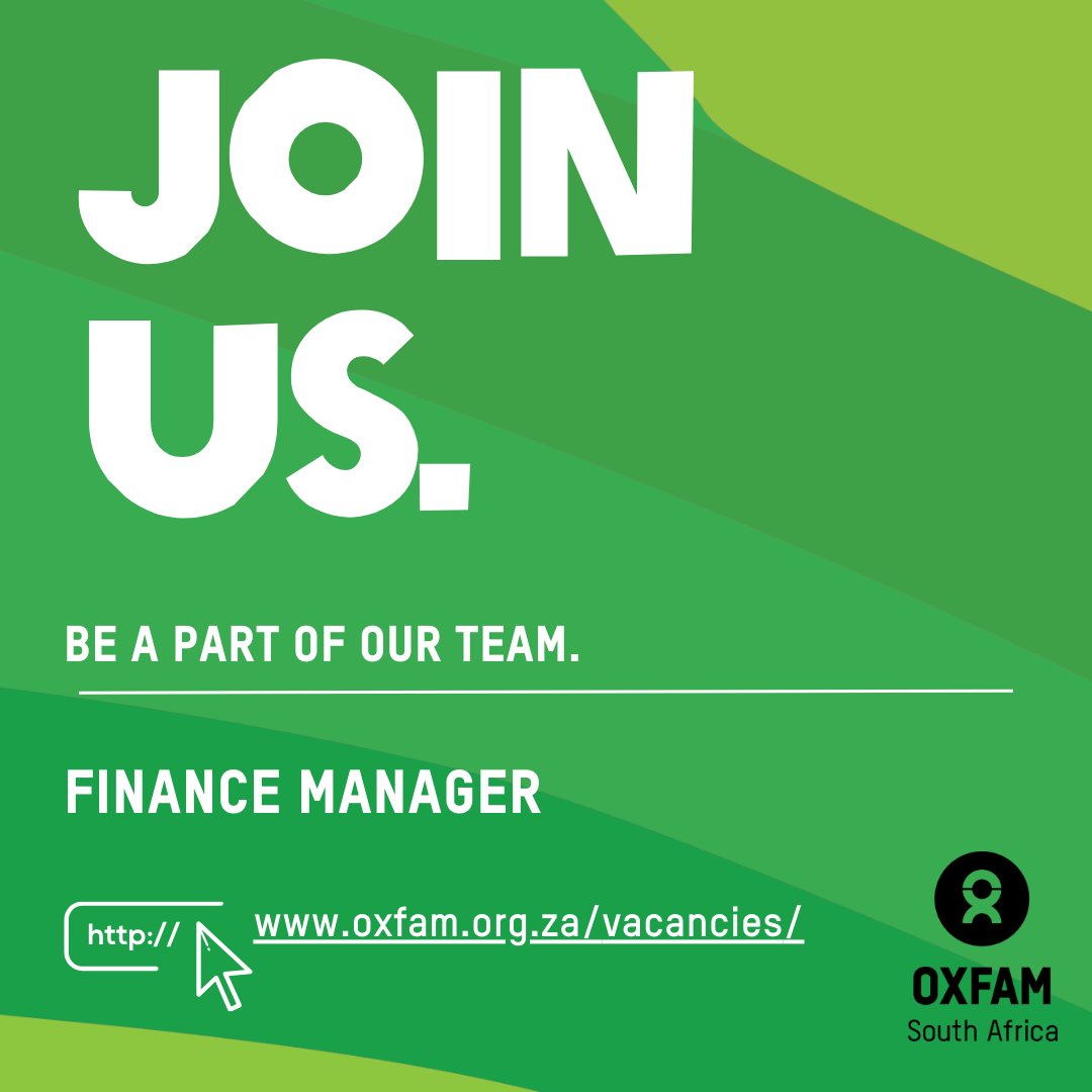 We are on the lookout for a Finance Manager! Are you ready to take the next big step in your career? Apply here: bit.ly/OZAFinanceMana… #FinanceManager #EmploymentOpportunity #JobSeekersSA #Oxfam