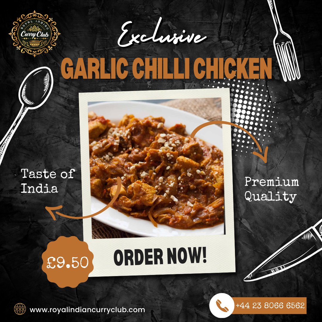 🌶️🍗 Spice up your week with our tantalizing Garlic Chilli Chicken from the Royal Indian Curry Club! 🔥 Bursting with flavor and just the right kick of heat, it's the perfect dish to treat your taste buds! 
royalindiancurryclub.com

#garlicchillichicken #FoodieDelights #tastyfood