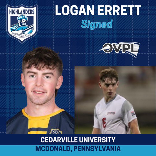 🚨NEW SIGNING🚨Excited to welcome Logan Errett, a midfielder @CedarvilleMSoc and one of several talented new players on our @ovplsoccer roster #therecanbeonlyone #wheelingfeeling @WheelingVisitor @WLU_MSoccer @WU_M_Soccer @WUCardinals @str8trainingrnd @_JBDM