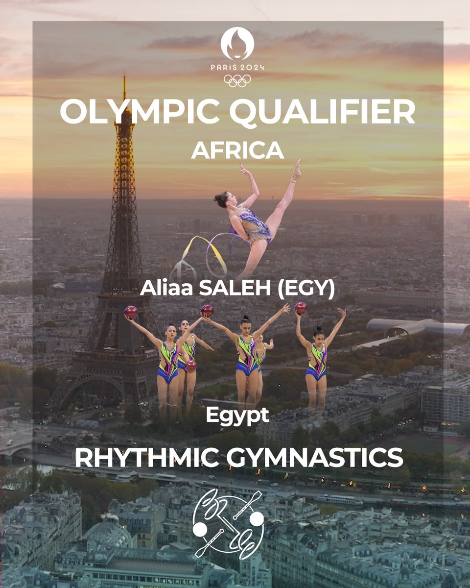Paris-bound! 🛫 Congratulations to Aliaa Saleh and the Egypt Group 🇪🇬. We’ll see you in a few! #Paris2024 #RoadToParis #Rhythmic #Gymnastics