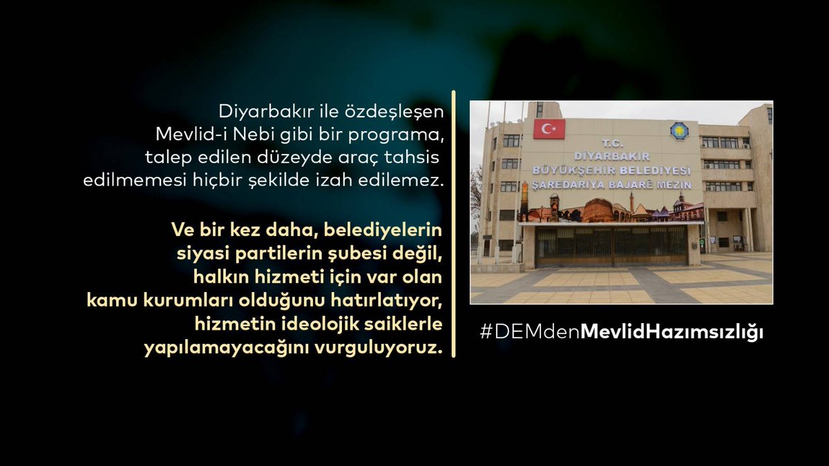 Ve bir kez daha, belediyelerin siyasi partilerin şubesi değil halkın hizmeti için var olan kamu kurumları olduğunu hatırlatıyor, hizmetin ideolojik saiklerle yapılamayacağını vurguluyoruz.