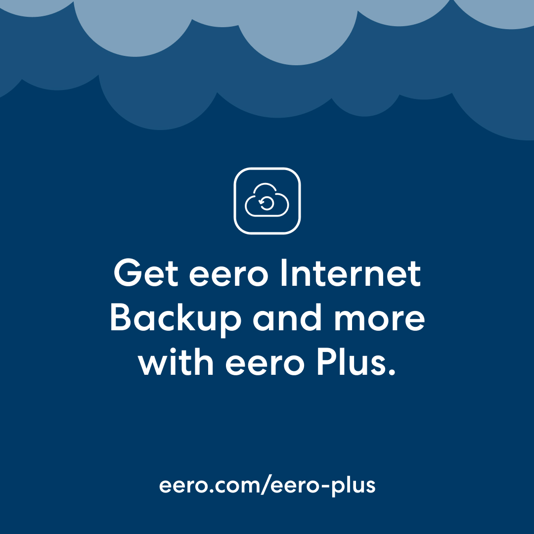 🌐 eero Internet Backup keeps you online when your main wifi network goes down by adding an alternate wireless connection—like a personal hotspot 📲 Keep your wifi up and running even when your connection goes down during a thunderstorm ⛈️ Read more: blog.eero.com/weve-got-your-…
