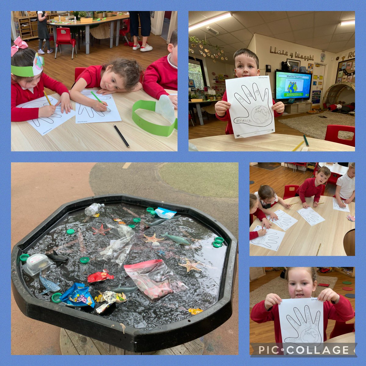 On Monday as part of Earth Day, pupils in Reception learnt about plastic pollution and how it has effected the planet and the animals. Pupils created a poster of 5 things they should do to help our planet 🌎♻️ @NantYParcSchool