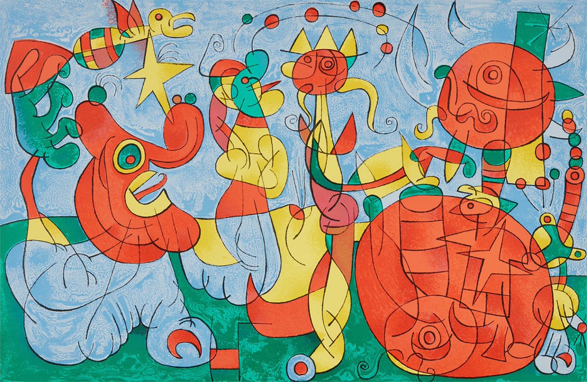 Les artistes nous rappellent que la dérision... n’est pas dérisoire ! Le peintre Joan #Miró adopte ainsi un style décalé pour pointer du doigt l’aberration de la #dictature 🧑‍🎨 Découvrez ses œuvres moins colorées qu’il n’y parait juste ici ➡️ arti.ps/290