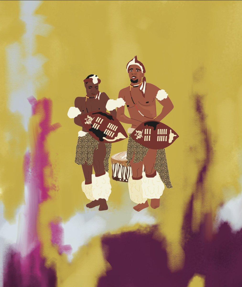 Zulu Lobola Dress The Queen of radio Anele Mdoda wears the Zulu Lobola Dress, framed by two Zulu men, regal in their Ibeshu, Amashoba and Umbumbuluzo (a smaller version of the Isihlangu - the traditional Zulu shield . Ph: Imraan Christian Art Direction: Chloe Andrea Welgemoed