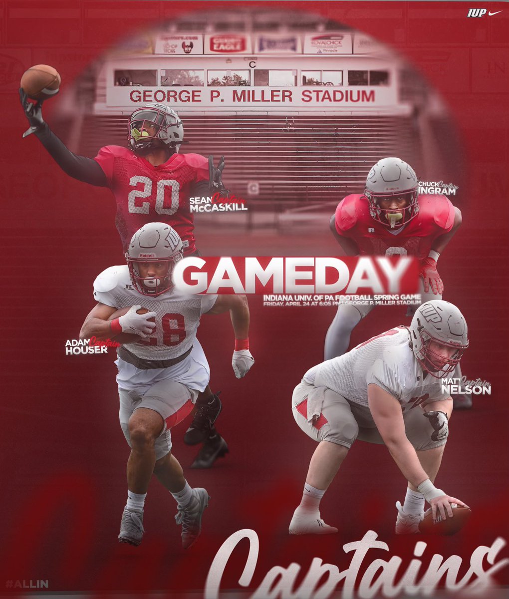 Springing into our final action of the semester. We host the annual IUP Spring Game tonight at Miller Stadium! Kickoff comes around 6:05 PM this evening, admission is free and open to the public. #ALLIN