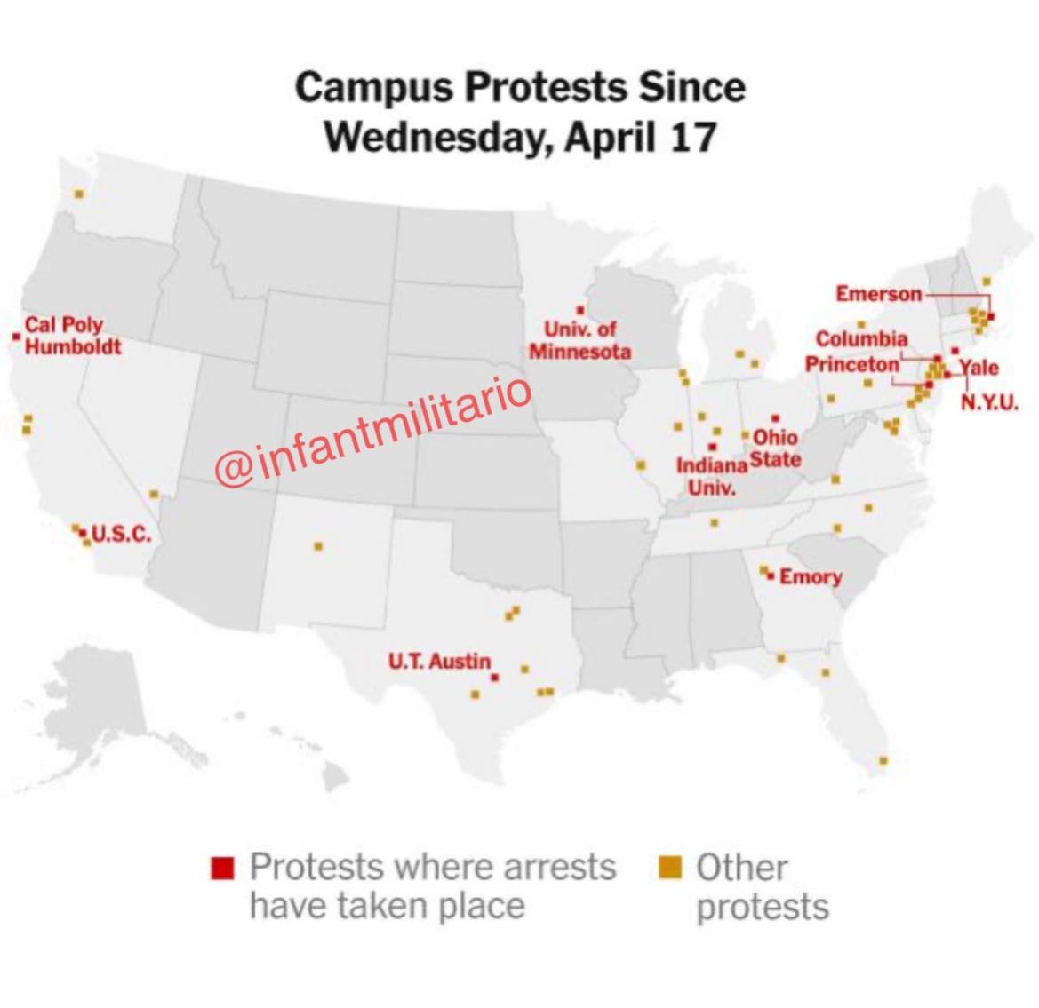 Pro-Palestinian protests in the US have expanded dramatically over the past nine days, with some universities
