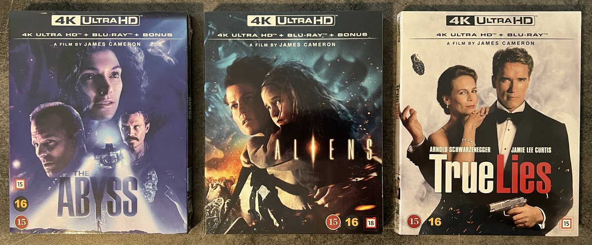 They have arrived… The Nordic editions of The Abyss, Aliens and True Lies. #4K #UHD #Bluray #DolbyVision #PhysicalMedia @20thcentury #JamesCameron