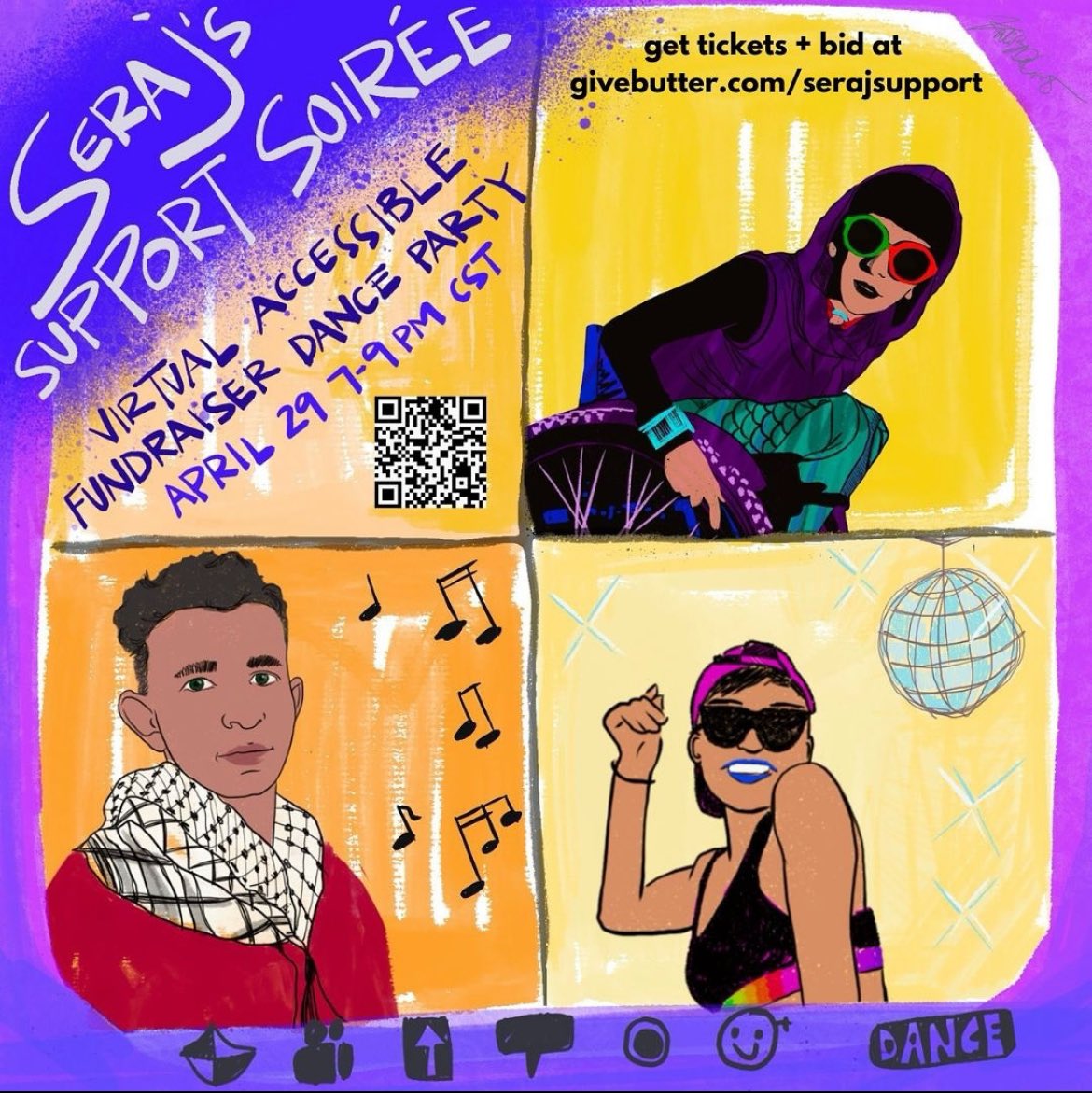 hello, m friend sky is organizing a virtual party and fundraiser on 4/29 for seraj – a palestinian youth who is seeking an emergency evacuation for his family past funds have helped provide food, water, electricity, and internet access to people in rafah plz share + support