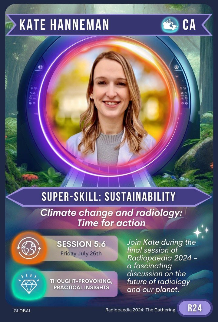 Love the Pokémon-style speaker cards for @Radiopaedia 2024 😆 Can't wait for the upcoming sustainability session with @ReedOmary @murf1990 and Lateisha Stam! 🌿🩻🌎