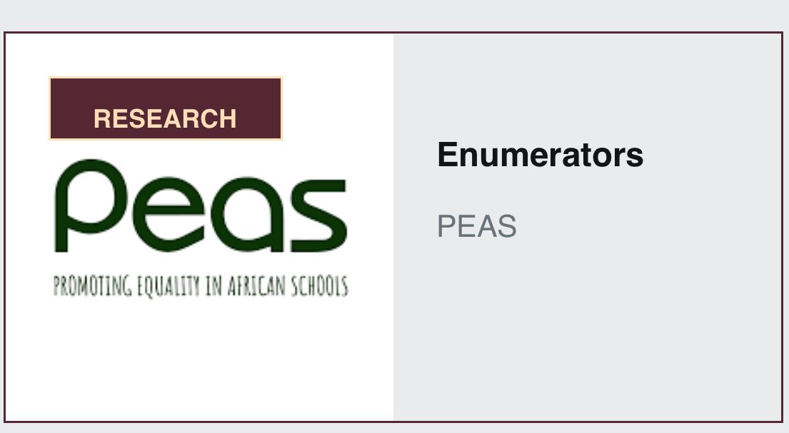 PEAS is looking for Enumerators. Role: To conduct Surveys over the Phone Salary: UGX 60,000 per survey Details: jobnotices.ug/job/enumerator… Kindly retweet to share with a friend