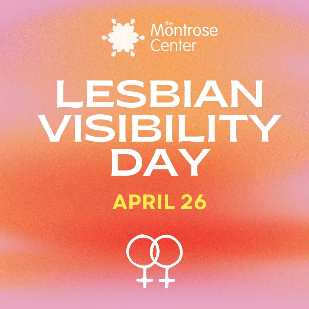 April 26 is #LesbianVisibilityDay 👩‍❤️‍👩 Join us in our celebration of queer women! 🧡🤍💜 Learn more about how we partner with LHI Houston to ensure that every queer woman has access to the essential health and wellness services that she deserves at montrosecenter.org/LHI 🔗