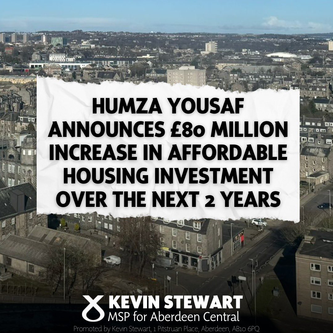 A welcome announcement from the First Minister, Humza Yousaf today - £80 million investment in affordable housing.