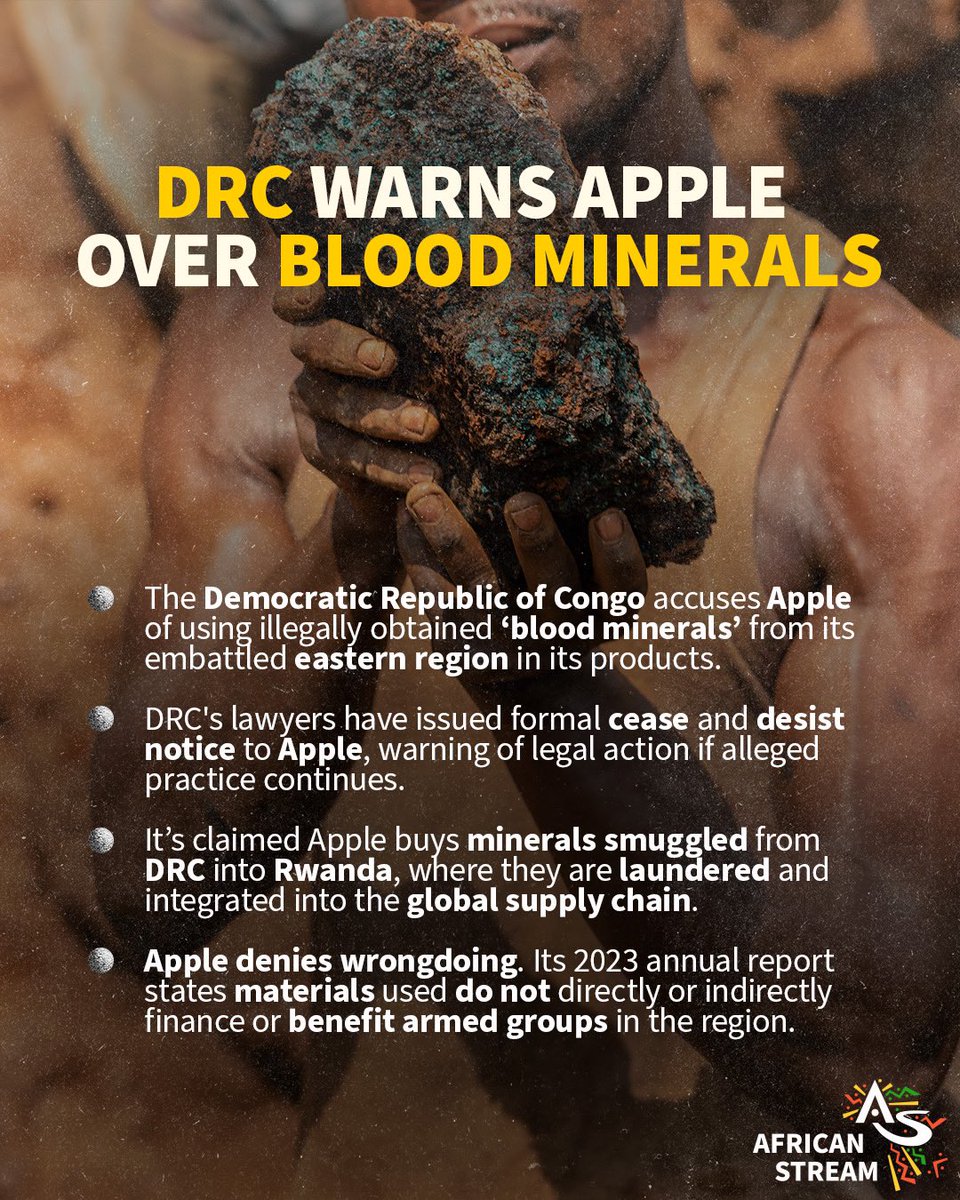 DRC PUTS APPLE TO TASK ON ‘BLOOD MINERALS’ The DRC government is threatening legal action against Apple for mining ‘blood minerals’ in the country’s war-torn east. Lawyers have sent the big-tech firm a cease and desist notice, ordering it to stop using ‘illegally exploited’…