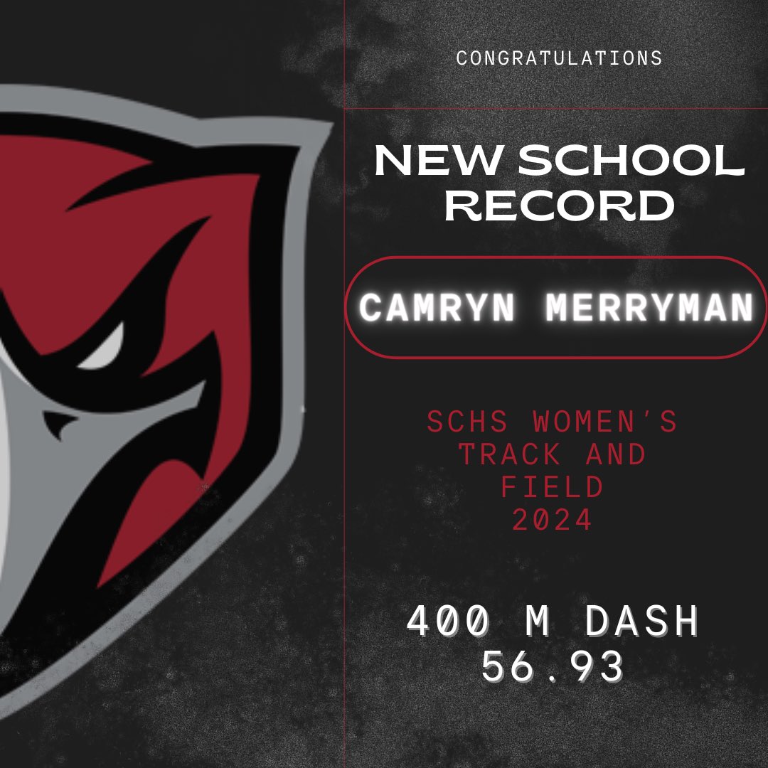 ‼️NEW SCHOOL RECORD‼️ @camryn_merryman breaks her own school record, went sub 57, AND placed 3rd at Great 8! We are so proud of you! Congratulations!❤️🤍🖤 @SCHS_CoachJ @SCHSDavenport @CreekAthletics1
