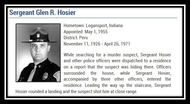 Today’s date in history, April 26, 1971, @IndStatePolice lost Sgt. Glen Hosier in the line-of-duty. #ISPremembers in.gov/isp/2336.htm