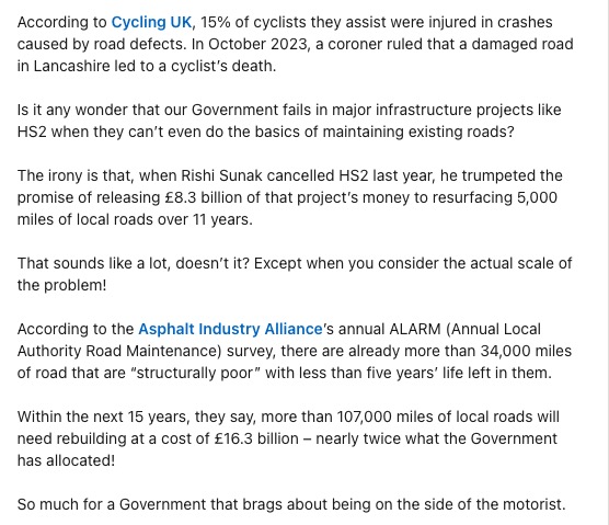 The road to hell is paved with potholes... 

My <a href="/LinkedInUK/">LinkedIn UK</a> post today about the country's pothole plague is attracting a lot of attention, including some very knowledgeable observations and potential solutions.

👉 linkedin.com/feed/update/ur… #potholes 2/