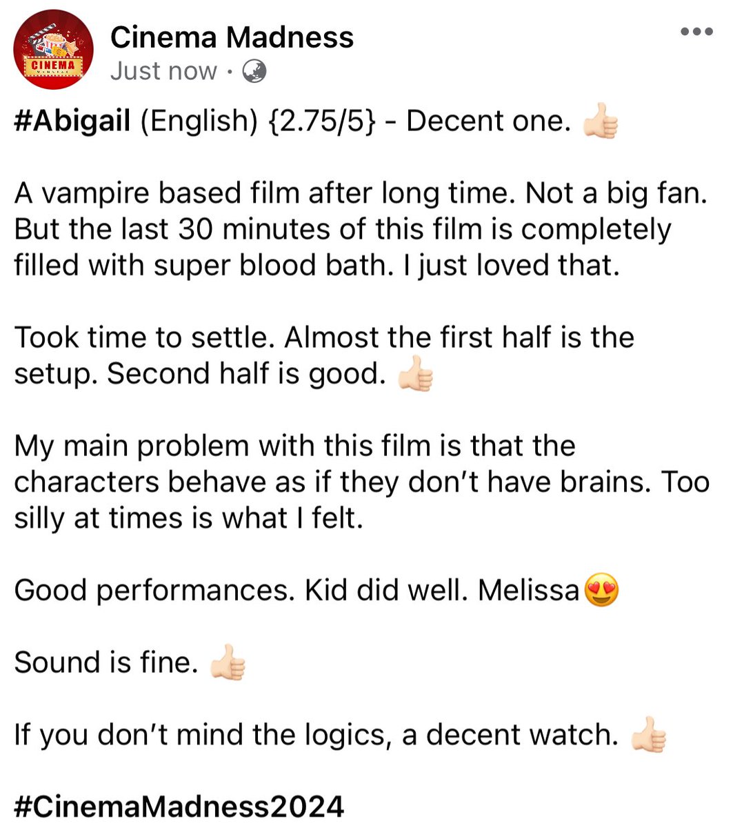 #Abigail (English) {2.75/5} - Decent one. 👍🏻 #AbigailReview