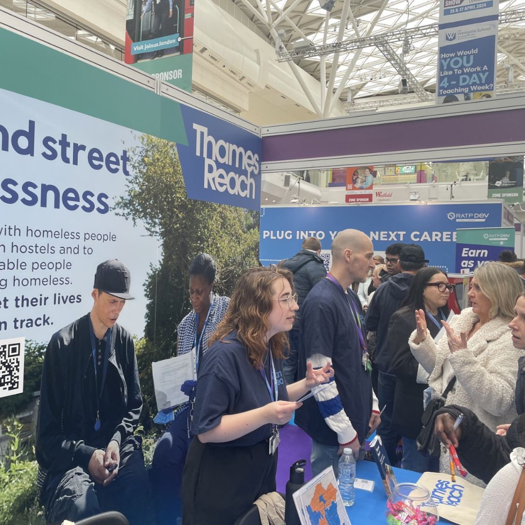We're here at the @LondonJobShow for Day 1! Find us at Stand 3, right in the middle! Come say hello and discover exciting career opportunities with Thames Reach. Can't make it today? No worries, we'll be here tomorrow too! Hope to see you soon! #LondonJobShow