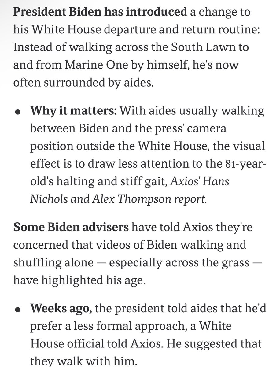They are now trying to conceal the fact the President cannot walk across a lawn by himself.