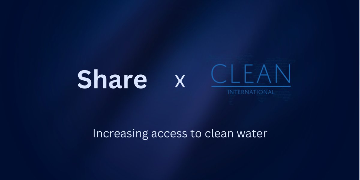 🚀NEW $SHARE PARTNERSHIP 🚀 We are excited to partner with @clean_water4all  to expand global access to water through our decentralized funding! 🚰🚰

Together, we will build wells and open doors for generations to come. Start to $SHARE #WaterForAll shareoncrypto.com