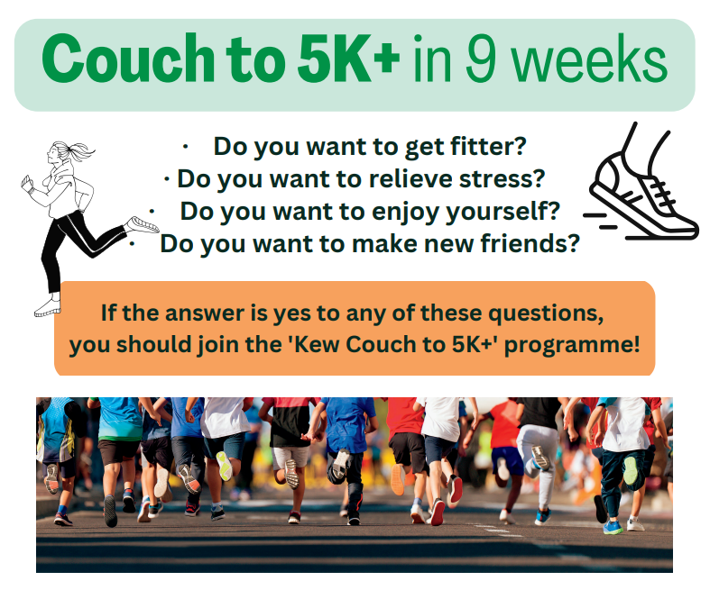 Local residents are invited to improve their fitness with the 'Kew Couch to 5K+' running programme, taking place weekly (10am - 11am) and starting on Monday 13 May. Find out more: kingstonhospital.nhs.uk/join-the-kew-c… @LBRUT @KewTrust