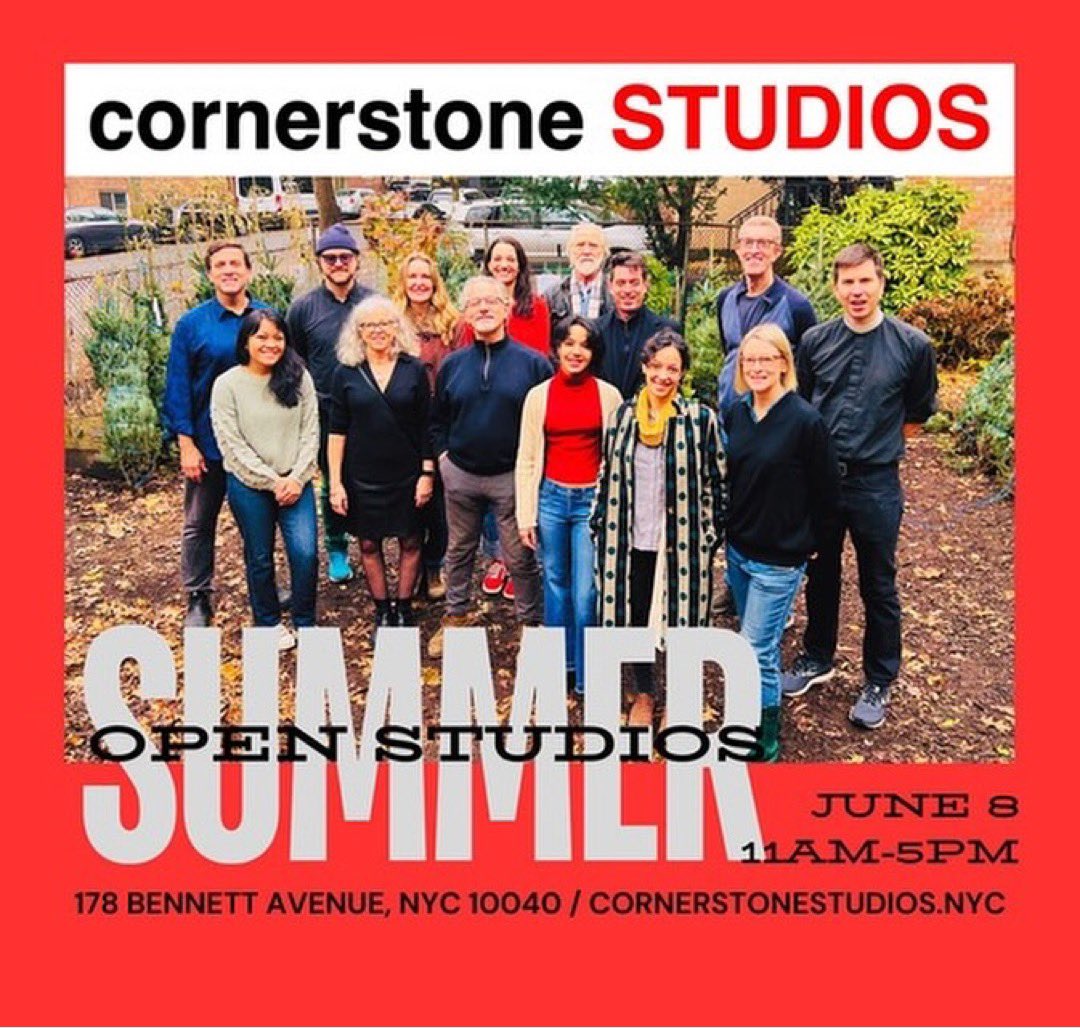 #Repost @CS_STUDIOS_NYC ・・・ Save the date! Please join us for Cornerstone’s Summer Open Studios on Saturday, June 8, 2024, from 11am to 5pm. See work by 16 artists and a special exhibition in #Gallery178. @NoMAAarts #uptownartsstroll2024