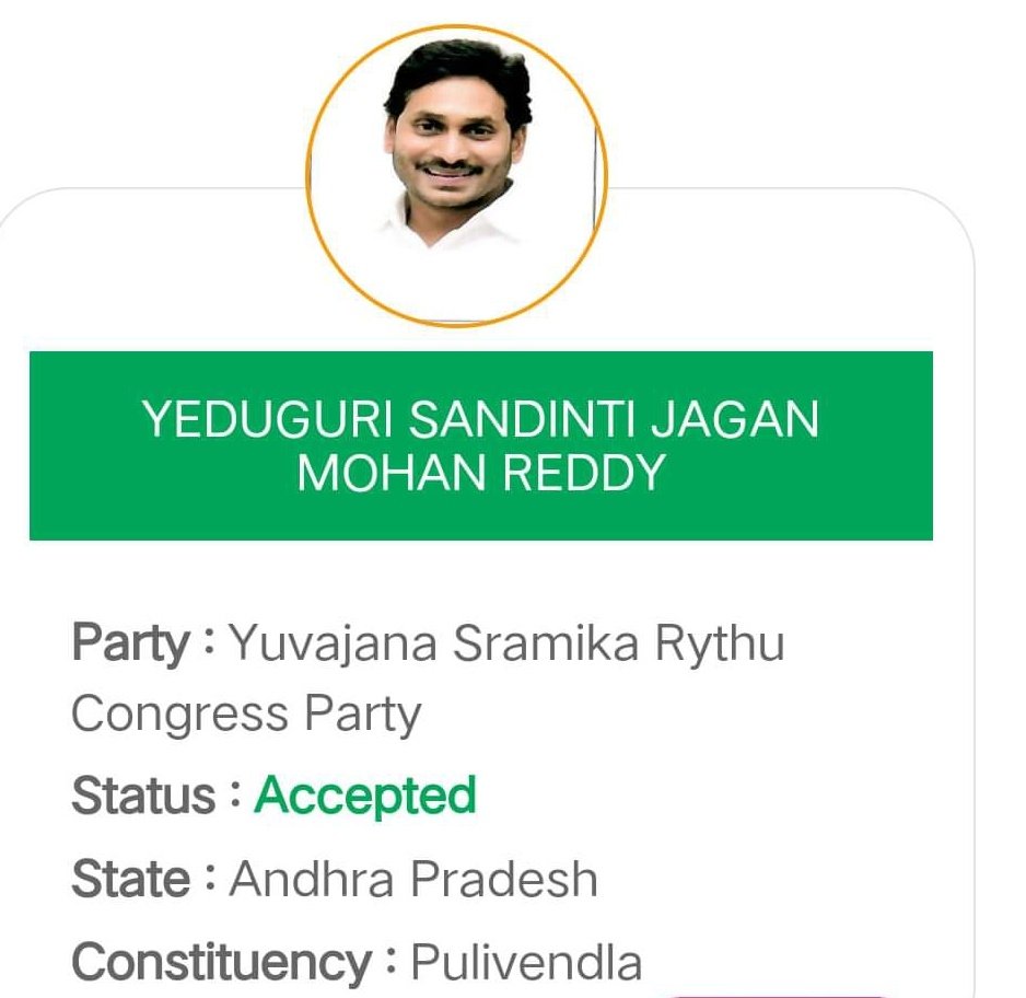 Ys Jagan Nomination Accepted ✔️.