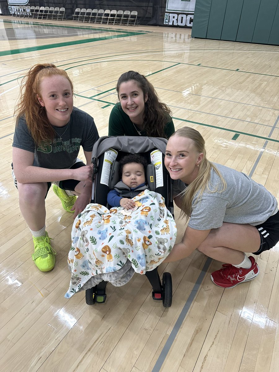 Yesterday was #TakeYourKidToWorkDay and little Roman had so much fun on campus with his Rock Family that he fell asleep before the photo! 🤣💚🤍