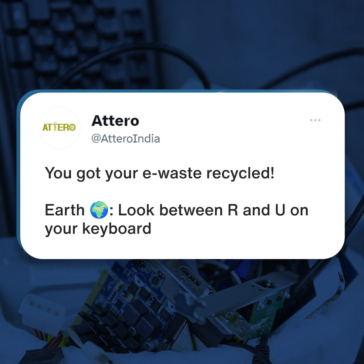 Earth has a special message for all the people who believe in  sustainability who ensure their end-of-life electronics are recycled responsibly.

#Attero #AtteroRecycling #earthday #LithiumBatteries #EWaste #SustainableFuture #RecyclingTechnology