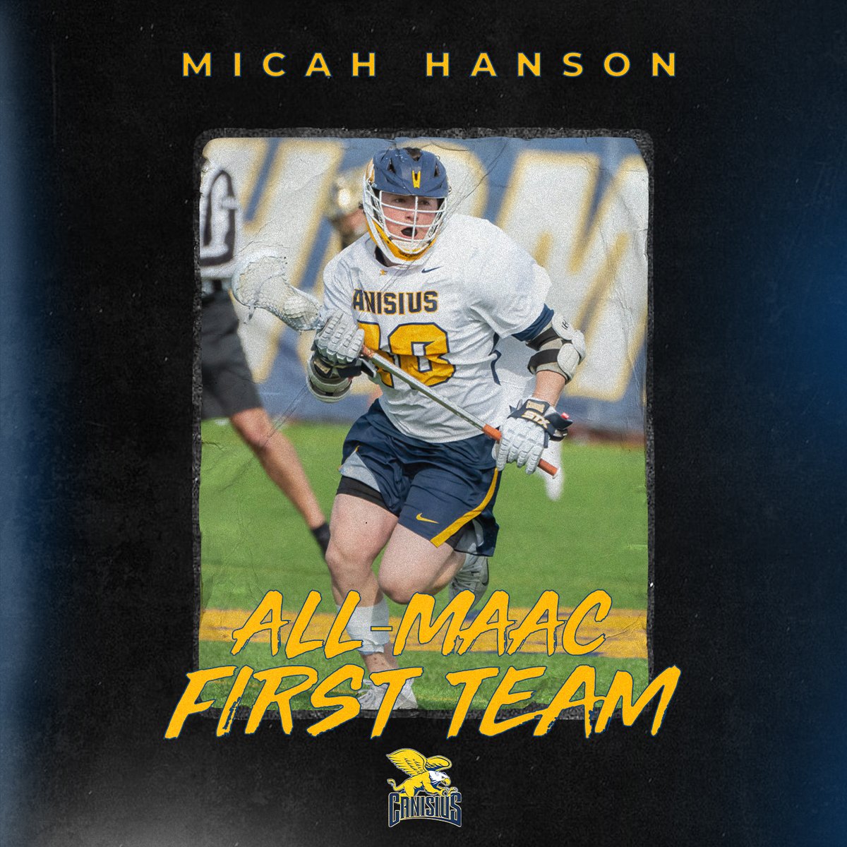 Congratulations to sophomore Micah Hanson on being named to the All-@MAACSports First Team and MAAC Face-off Specialist of the Year! Hanson ranked second in the league in face-off wins (184) while leading the circuit in ground balls (120) #Griffs