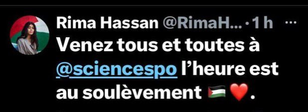 🔴La Palestinienne #RimaHassan à qui on a donné la nationalité française, appelle au soulèvement voir plus ❗️
Vs attendez quoi @EmmanuelMacron 
@GDarmanin qu’il y ait des émeutes voir pire ❓😡
Honteux.