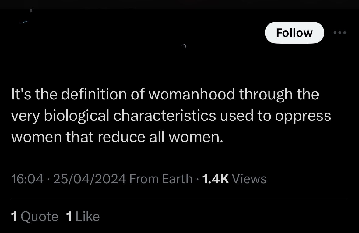 Pretending we don’t possess the biological characteristics that lead to women’s oppression doesn’t resolve the oppression. It makes it impossible to analyse or challenge the basis on which women are oppressed. 1/3