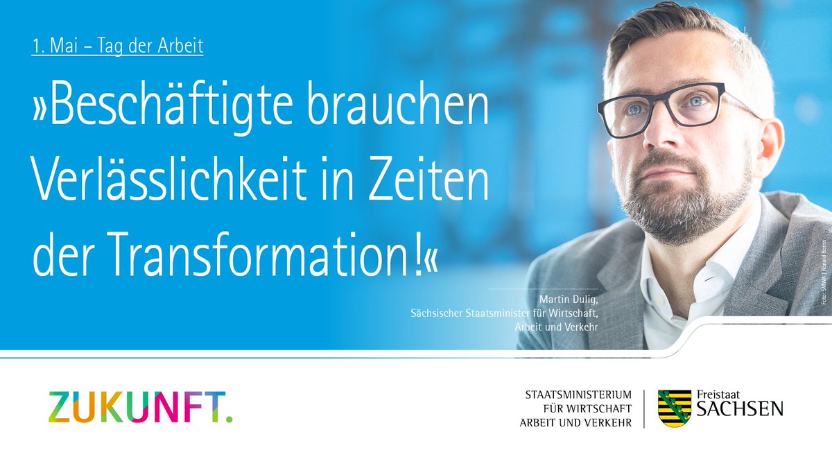 📢 #Sachsen|s Arbeitsminister @MartinDulig zum #1Mai2024: 'Die Beschäftigten können sich darauf verlassen, dass wir alles dafür tun, dass die sächsische Wirtschaft stark bleibt und die Arbeitsplätze sicher sind.'