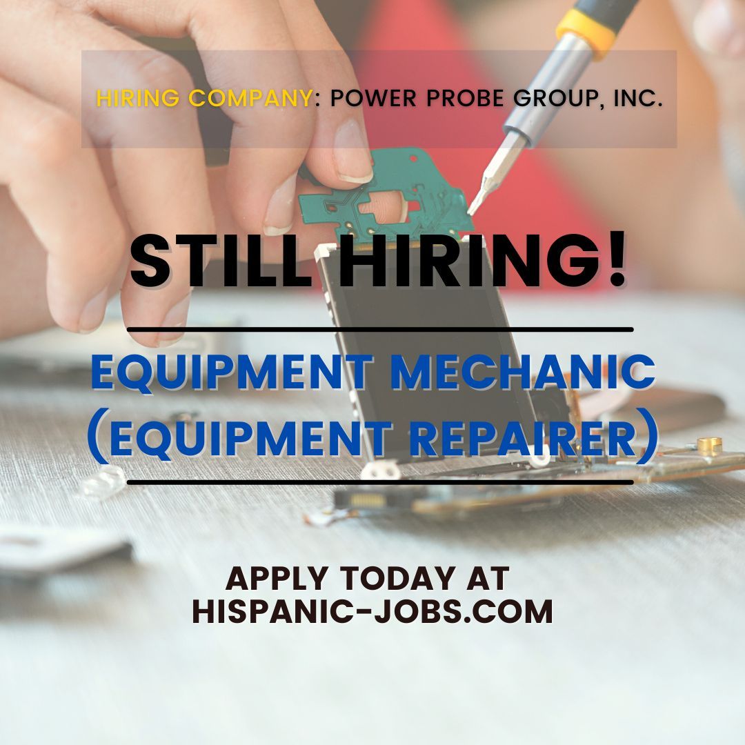 #StillHiring an Equipment Mechanic (Equipment Repairer)
Apply now! >> buff.ly/4aTnoal 

#EquipmentMechanic #MechanicJobs #MechanicWanted #MechanicLife #job #work #employment #bilingual #bilingualjobs #bilingualspanish #jobshiring #employmentopportunities #US #Hispanicjobs