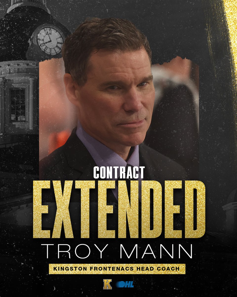 The Kingston Frontenacs are proud to announce the extension of Troy Mann on a multi-year contract. 📃 chl.ca/ohl-frontenacs… #BearTheK | @OHLHockey