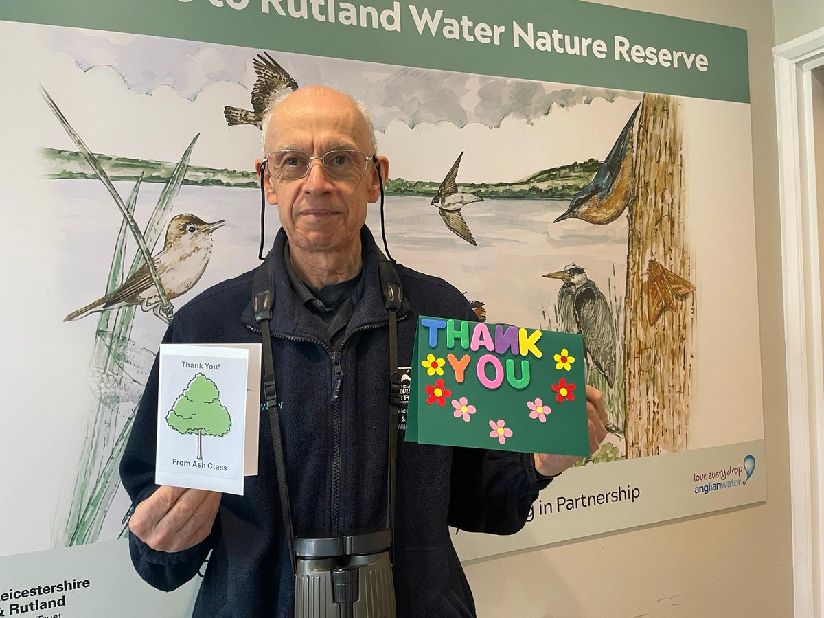 Great to see our Volunteer Stephen Rawlinson receive some lovely Thank you cards from a local school after he gave them an impromptu talk about Rutland Water Nature Reserve on a recent visit to the Birdwatching centre.