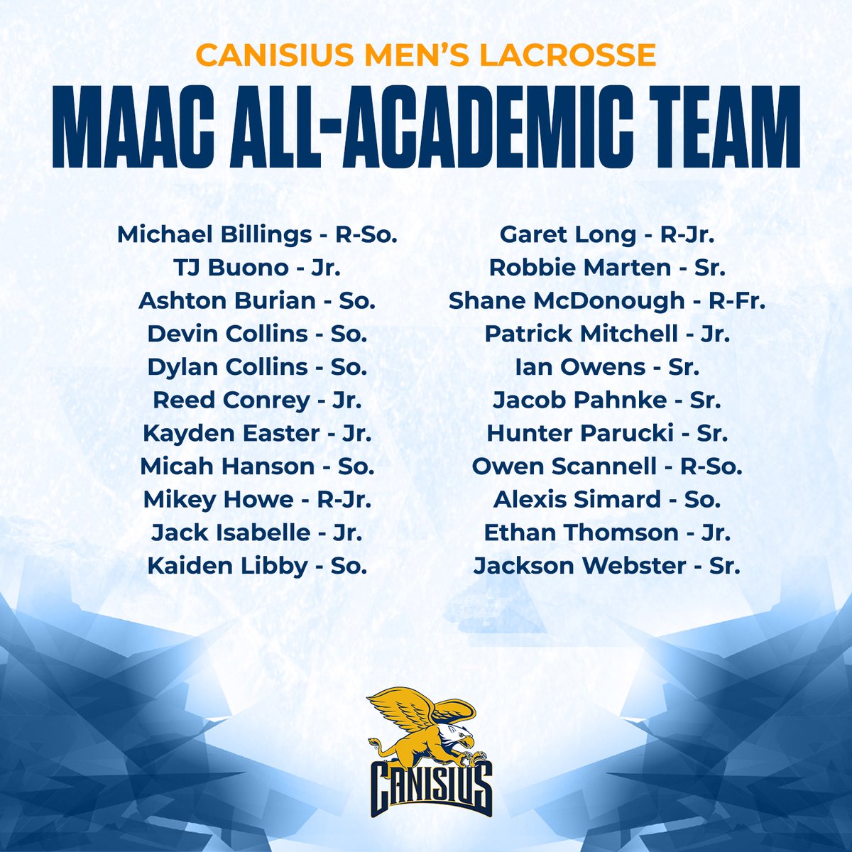Congratulations to our 2️⃣2️⃣ student-athletes who were named to the @MAACSports All-Academic Team! #Griffs