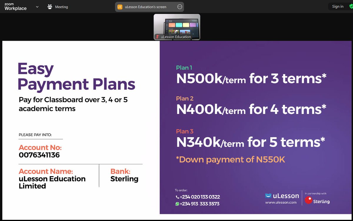 We implemented Easy Payment Plans to guarantee your access to uLesson Classboard. You can rest easy knowing that you'll have the technology you need to succeed in the future of education!🤩 Learn more, book a demo, and order Classboard via ulesson.com/classboard or call +234…