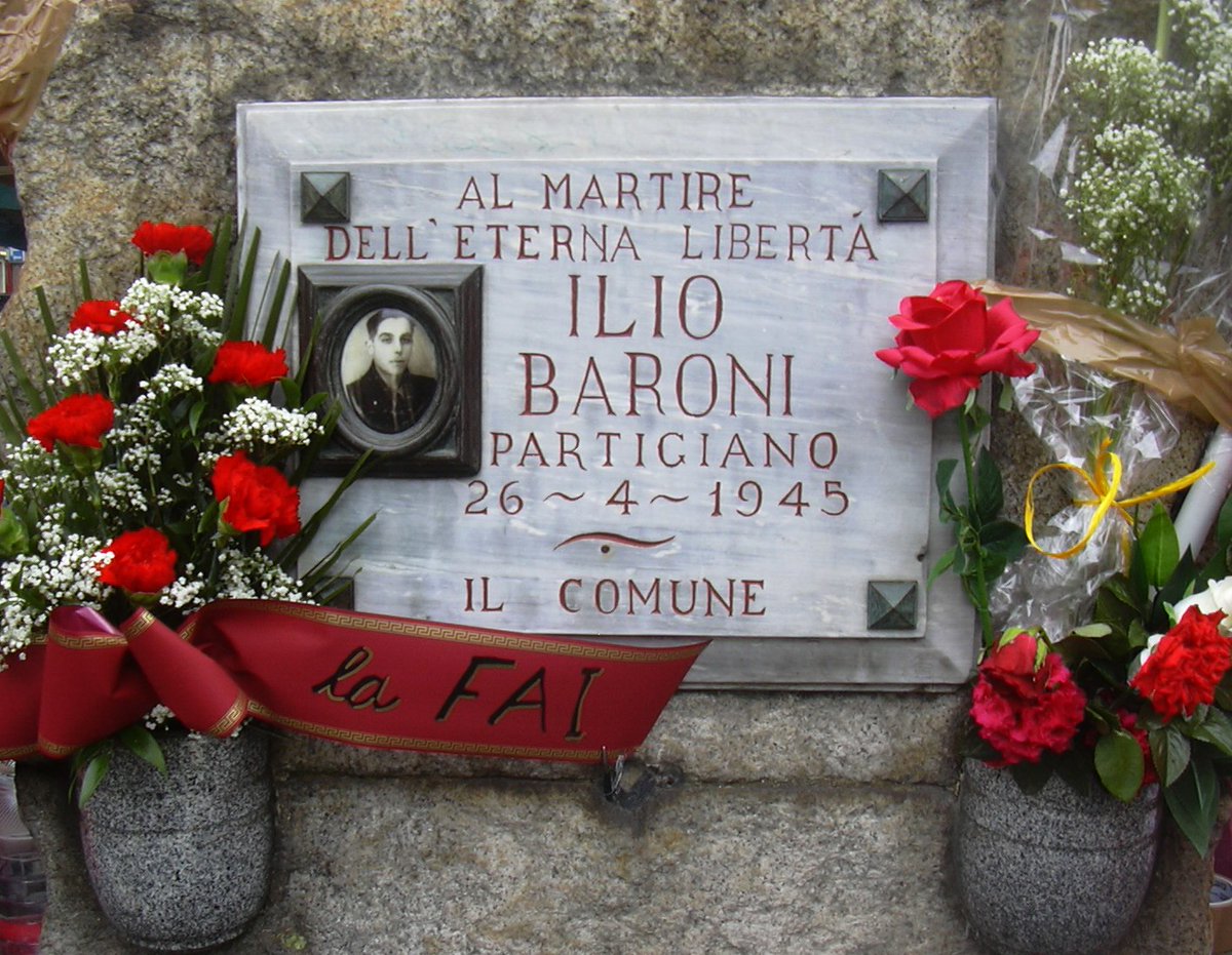 On this day in 1945, the Italian anarchist Ilio Baroni, leader of the 7th Brigade of the Squadre di Azione Patriottica partisans, died in battle fighting the German Nazi forces occupying Turin. He had been involved in ironworks strikes and a clandestine anarchist paper, Era Nuova